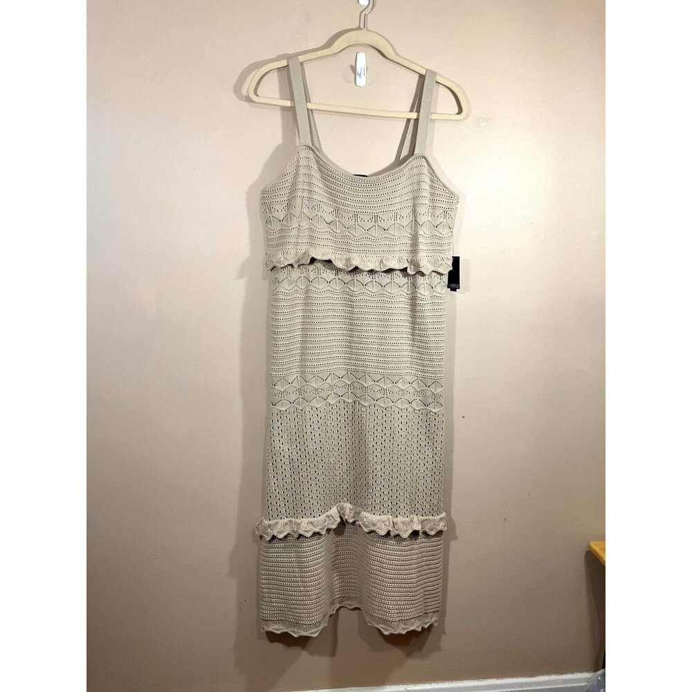 Eloquii Crochet Maxi Dress 18/20 Beige Boho Coastal Hippie Beach Festival NWT